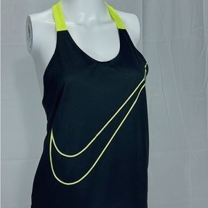 Nike Athletic Black tank top. With neon yellow swoosh in front.